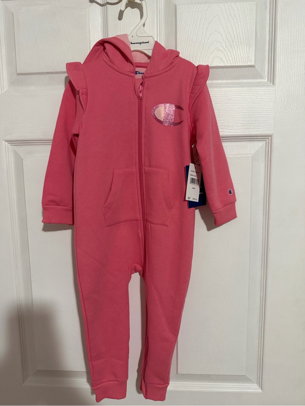 Champion Girls Pink Hooded One-Piece Jumpsuit